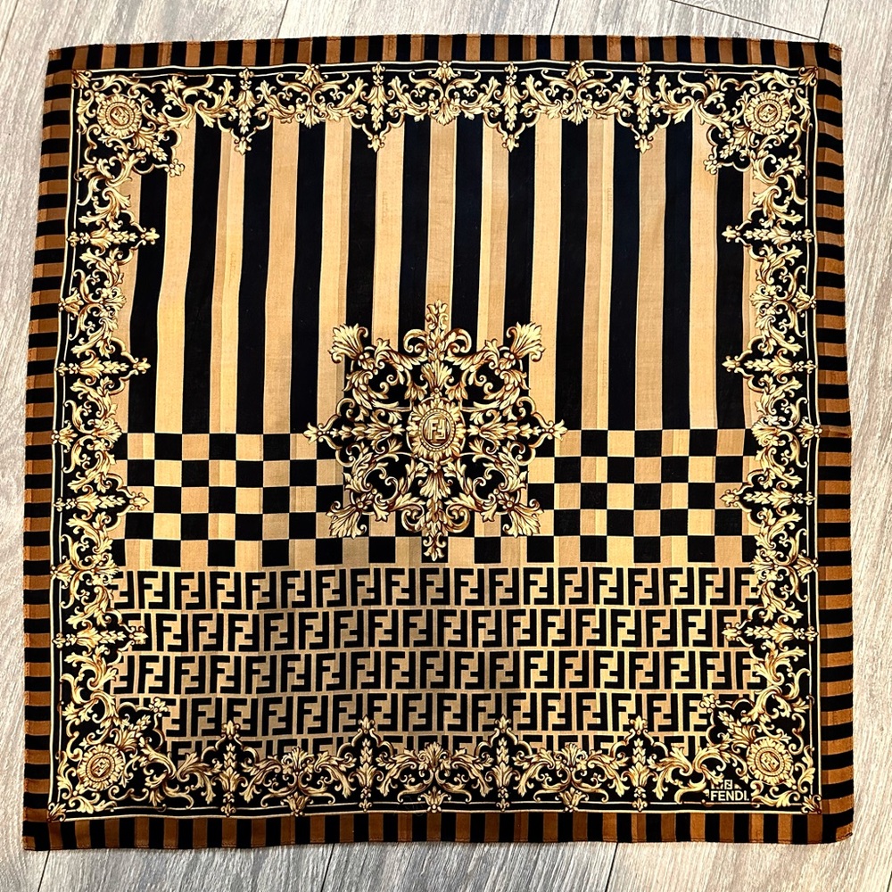 Fendi logo scarf with hidden background photo 3. This nwot. With a free …